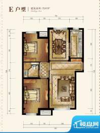 中海苏黎世家E户型图 2室2厅1卫面积:92.00平米