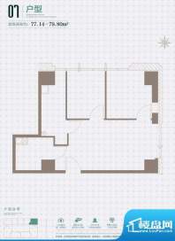 珺悦国际07户型图 5室面积:79.80平米