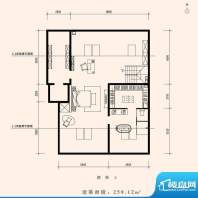 朱雀门家苑MM1中单元东户型二层面积:259.12平米