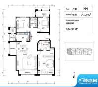 朱雀门家苑NN户型图 3室2厅2卫面积:184.31平米