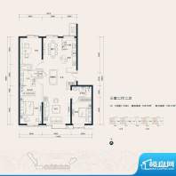 冠城大通澜石C户型 3室2厅2卫1面积:169.55平米