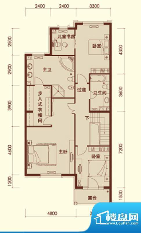 润泽庄园联排B-e1二层 4室2卫面积:117.44平米