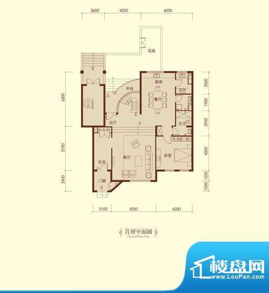 润泽庄园叠拼C-b1首层平面图 面积:124.75平米