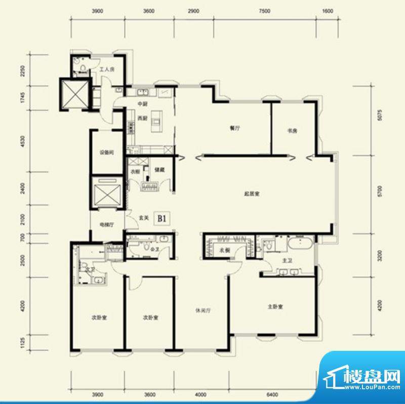 金茂府B1户型 4室3厅4卫1厨面积:389.18平米