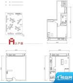 中弘北京像素a2户型 1室1厅1卫面积:55.00平米