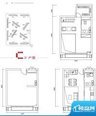 中弘北京像素C3户型 2室1厅2卫面积:40.00平米