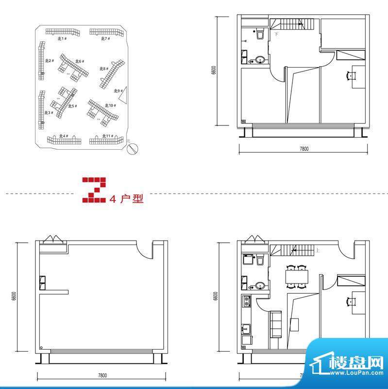 中弘北京像素Z4户型 2室1厅2卫