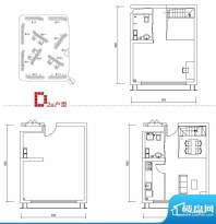 中弘北京像素D2a户型 2室1厅2卫