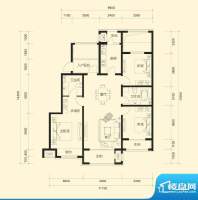 金科廊桥水岸平层户型B 3室2厅面积:128.00平米