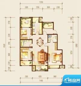 金科廊桥水岸三居室户型图 3室面积:135.00平米