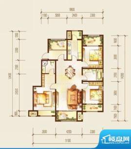 金科廊桥水岸三居室户型图 3室面积:128.00平米