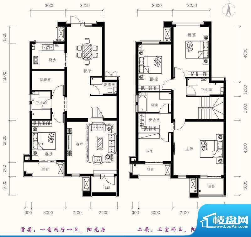 一品嘉园户型图-F3户型 4室2厅