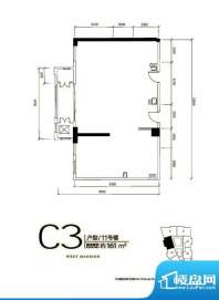 红山世家11#C3户型 2室2厅2卫1面积:161.00平米