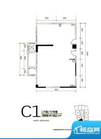 红山世家11#C1户型 2室2厅2卫1面积:162.00平米