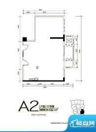 红山世家11#A2户型 2室2厅2卫1面积:132.00平米