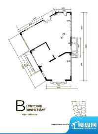 红山世家11#B户型 3室2厅5卫1厨面积:343.00平米