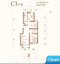 建邦华庭C3户型图 2室2厅1卫1厨面积:108.00平米