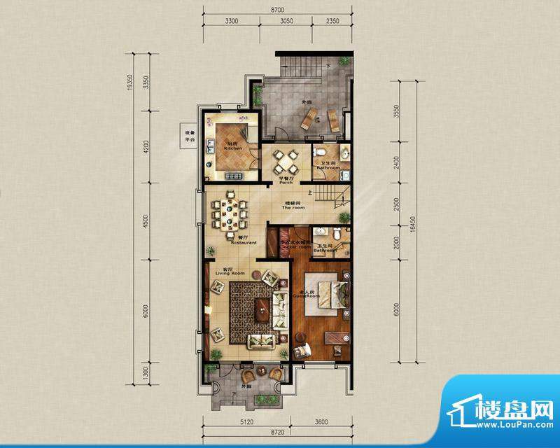 蓝岸丽舍·墅里A1一层户型图 3