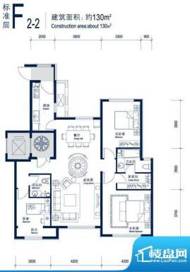 北京城建徜徉集F2-2户型图 3室面积:130.00平米