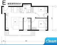 正源广场E户型 2室1厅1卫1厨面积:83.00平米