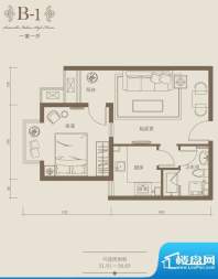 塞纳维拉·永定华庭B-1户型图 面积:51.91平米