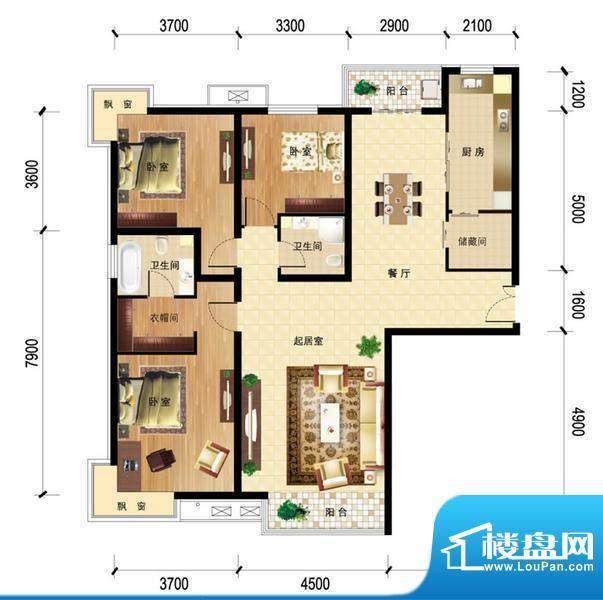 首城国际中心C区3-5（边）户型面积:153.80平米