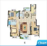 大华锦绣华城公园新纪E户型 3室面积:130.00平米