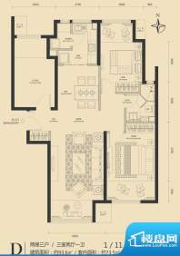 富力·盛悦居D户型图 3室2厅1卫面积:93.60平米