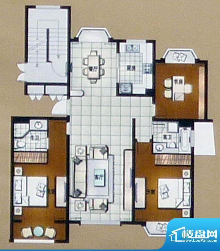 阳光家园C户型 3室2厅2卫1厨面积:136.66平米