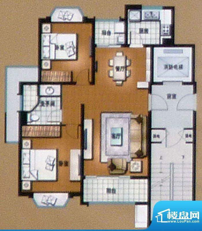阳光家园A户型 2室2厅1卫1厨面积:98.96平米