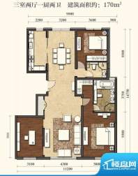 招商嘉铭·珑原D户型 3室2厅2卫面积:170.00平米