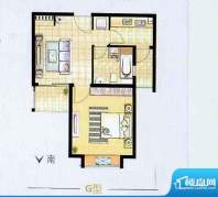 艺泰安邦6期G型户型图 1室2厅1面积:59.60平米