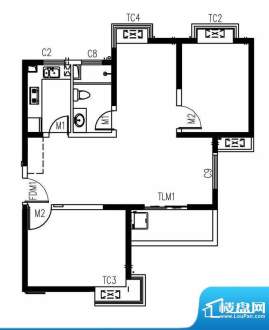 艺泰安邦101型 2室2厅1卫1厨面积:91.42平米