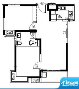 艺泰安邦103型 2室2厅1卫1厨面积:86.43平米