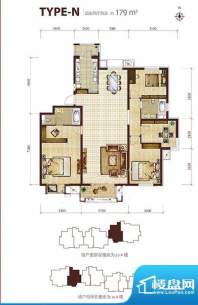 鸿坤理想城礼域组团15#16#N户型面积:179.00平米