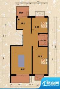 嘉益园B户型图 2室2厅1卫1厨面积:95.14平米