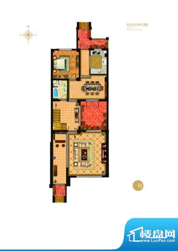 城与墅c‘1户型一层4室3厅4卫
