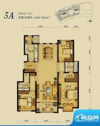 融科钧廷3A户型 3室2厅2卫1厨面积:160.00平米