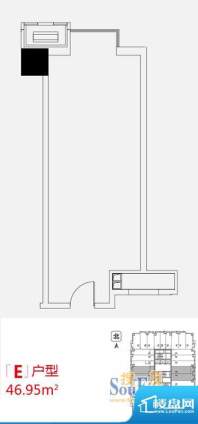 小悦城E户型开间 面积:46.95平米
