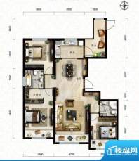 保利中央公园C3户型 3室2厅2卫面积:134.00平米