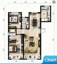 保利中央公园B2户型 2室2厅2卫面积:105.00平米