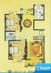 聚贤煌都公寓A1户型图 2室2厅1面积:99.00平米