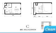 北京城建·N次方21#综合楼C户型面积:60.11平米