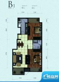 芭蕾雨·悦都二期B1户型 2室2厅面积:80.00平米