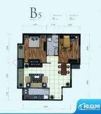 芭蕾雨·悦都二期B5户型 2室2厅面积:81.00平米