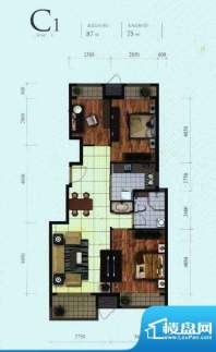 芭蕾雨·悦都二期C1户型 3室2厅面积:87.00平米
