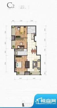 芭蕾雨·悦都C2户型图 3室2厅1面积:89.19平米