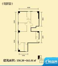 通厦·公元99四居户型图 4室2厅面积:158.38平米