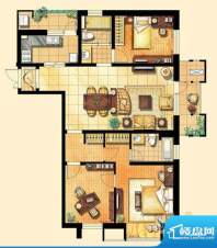上海香溢花城4#3房户型 3室2厅面积:154.00平米