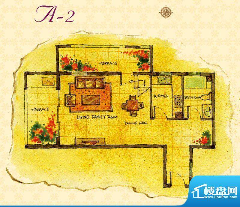 首邑溪谷15号楼A-2户型图 1室1面积:47.00平米